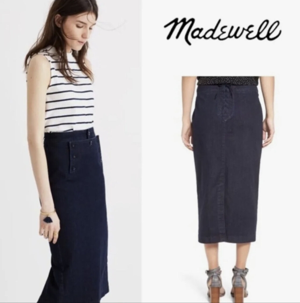 🪞Madewell Cotton Lace up skirt Size 31 - Picture 2 of 10